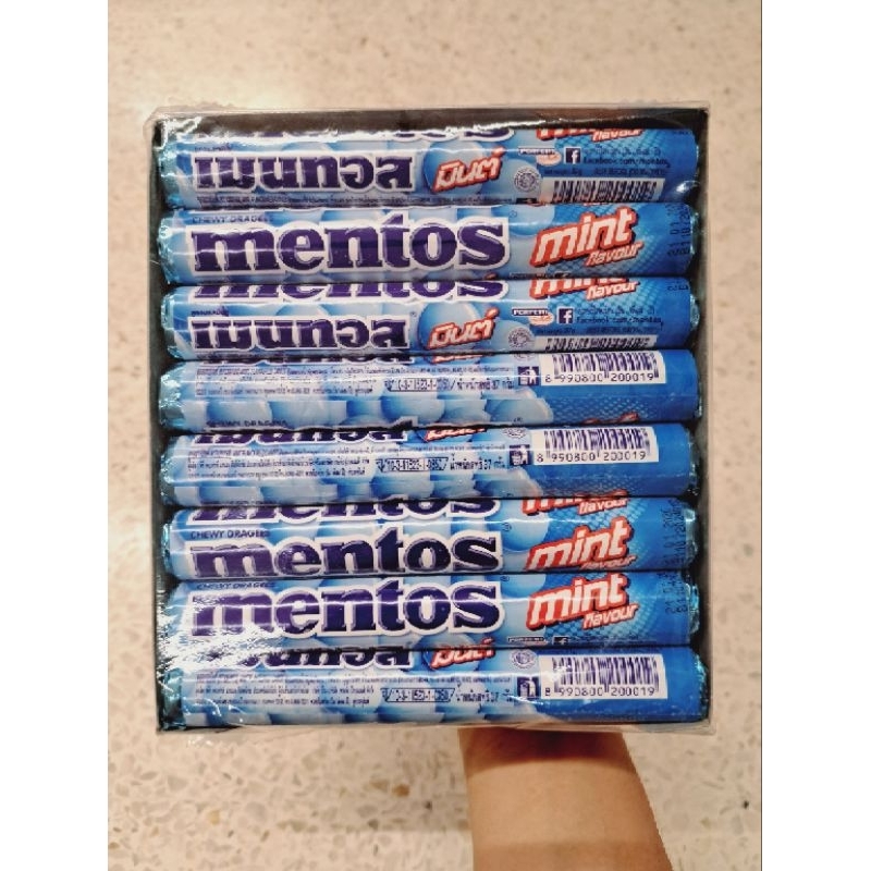 ลูกอมเมนทอส เมนทอสแท่ง 37 กรัม 1กล่องมี 24 แท่ง ราคา 199 บาท ราคาถูกมากกก