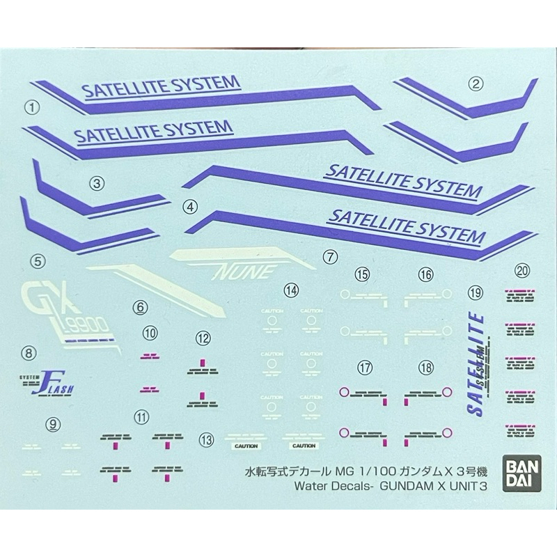 Water Decal Mg Gundam X Unit 3 [Bandai]
