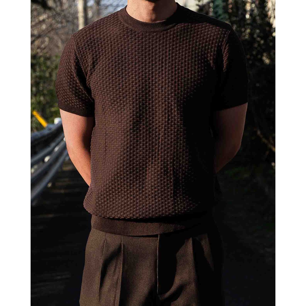 TOFFY & BROWN WEAVE PATTERN CREWNECK KNITTED เสื้อนิตถักลายสาน