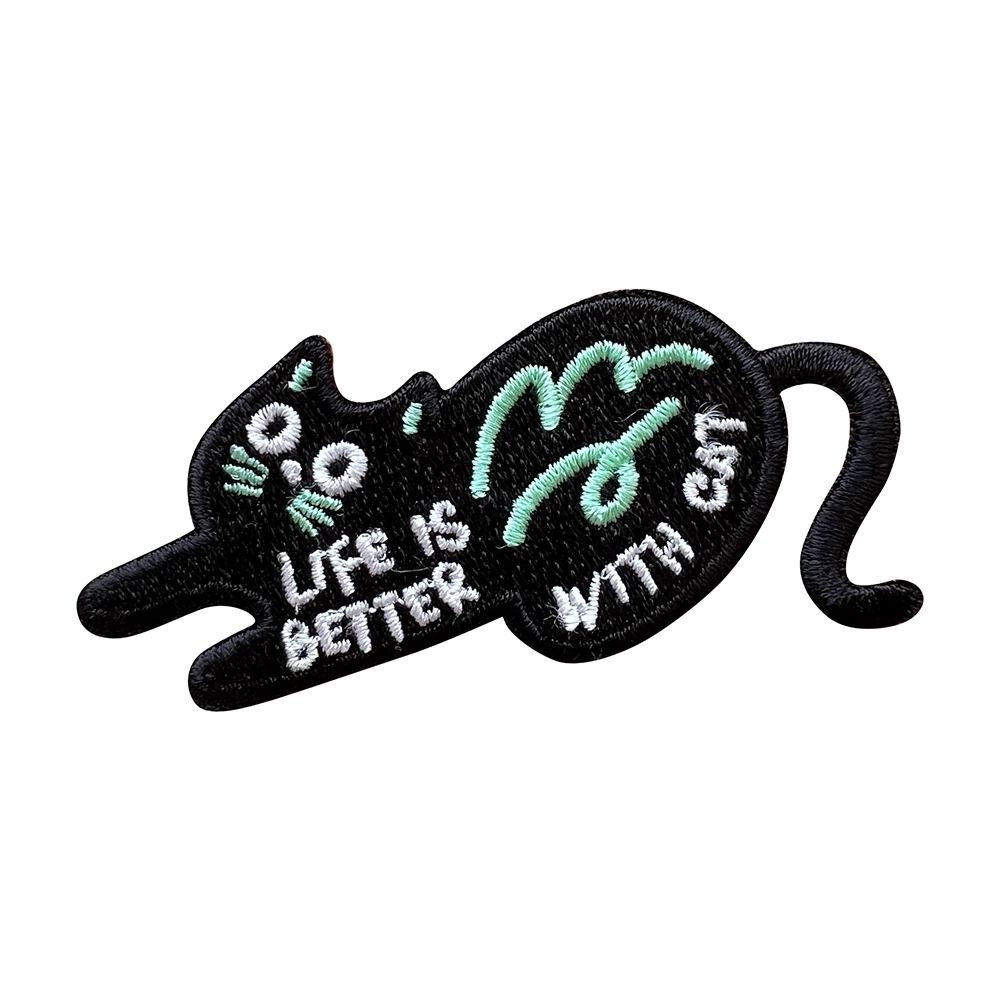 Life is better with cat - embroidered patch ตัวรีดลายปัก