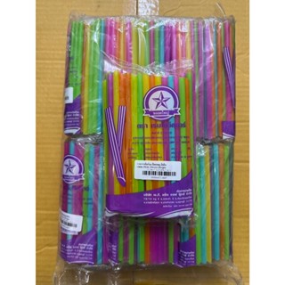 หลอดเกล็ดหิมะ หลอดดูดน้ำส้ม สีสดคละสีเส้นในห่อ ขนาด 6 มม.ยาว…