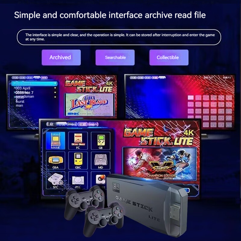 เกมส์ต่อทีวี game stick เกม HDMI 4K เครื่องเล่นเกมย้อนยุค ที่จับเกมบลูทูธ 64Gb ในตัวมี 20,000 เกม