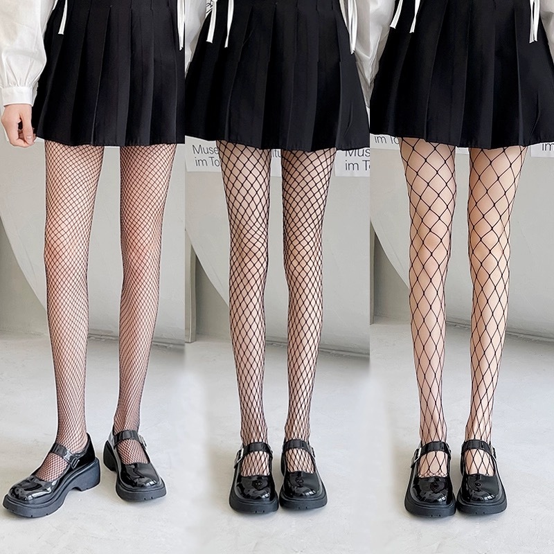 ถุงน่องผู้หญิงทันสมัย ถุงน่องตาข่ายเซ็กซี่ กันลื่น สีทึบ เจเคสไตล์