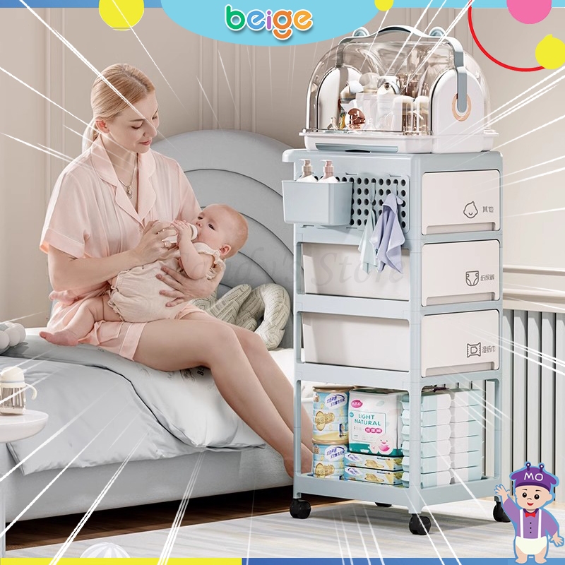 ชั้นวางของเล่น ชั้นเก็บของสำหรับเด็ก 2/3/4ชั้น ขวดนม สามารถเข็นได้ กันน้ำกันฝุ่น เก็บของได้หลายชั้น มีล้อเลื