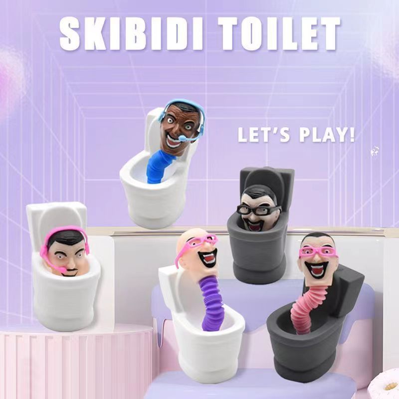 ของเล่นแก้เบื่อ Skibidi Toilet โมเดลการ์ตูน บีบของเล่น ของเล่นเด็ก 2024 สไตล์ใหม่ หดได้ กดได้ รูปทรงจำลอง ดีไซน์ตลก