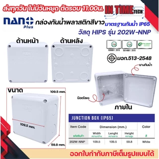 NANO+ กล่องพักสาย 2x4 / 4x4 / 6x6 HIPS บล็อคพักสาย Box กันน้ำ สีขาว IP65 มอก.513-2548 รุ่น 201W-NNP 202W-NNP 204W-NNP