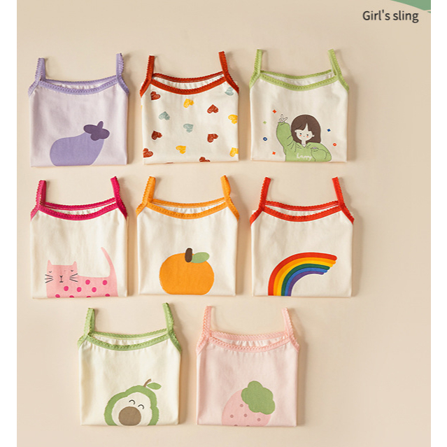 เสื้อกล้ามเด็กผู้หญิง สายเดี่ยว ลายน่ารัก ผ้านุ่ม ใส่สบาย แพค 1 ตัว พร้อมส่งจากไทย