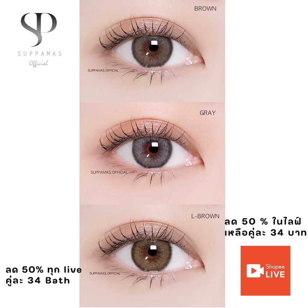 คอนแทคเลนส์ Mini Olivia Brown / Light Brown / Gray (Kitty Kawaii) ขนาดมินิ