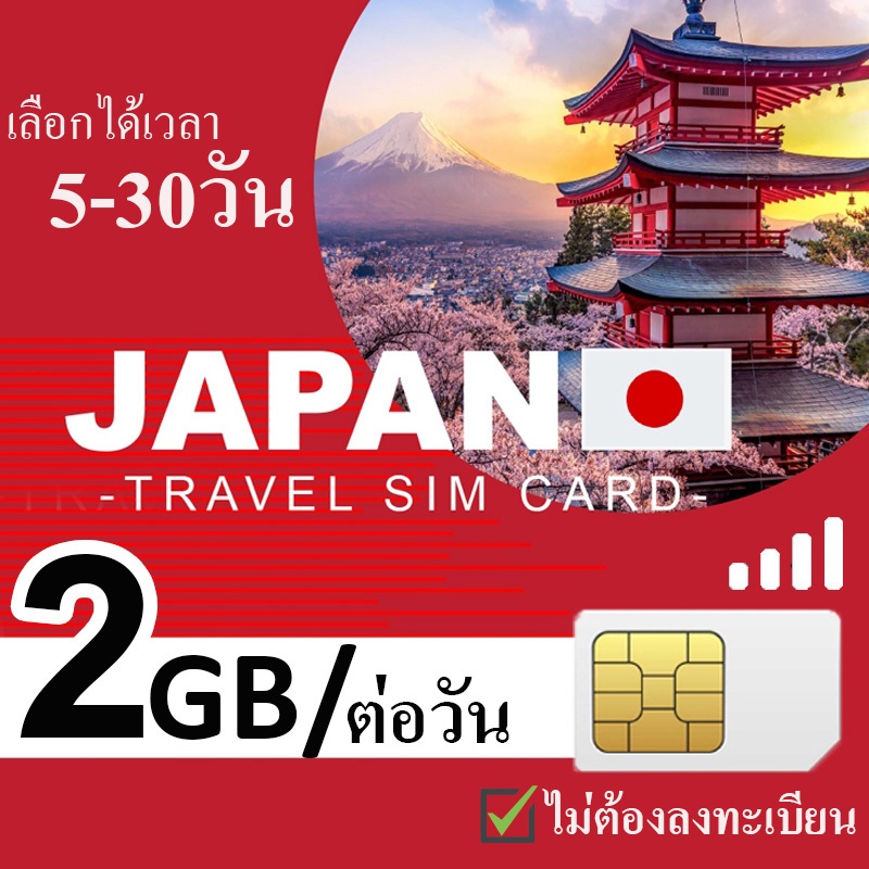 sim japan unlimited ซิมญี่ปุ่น ซิมต่างประเทศ ซิมเน็ต4G ความเร็วสูง 2GBต่อวัน  ใช้ได้ 5/7/10/15/20/30