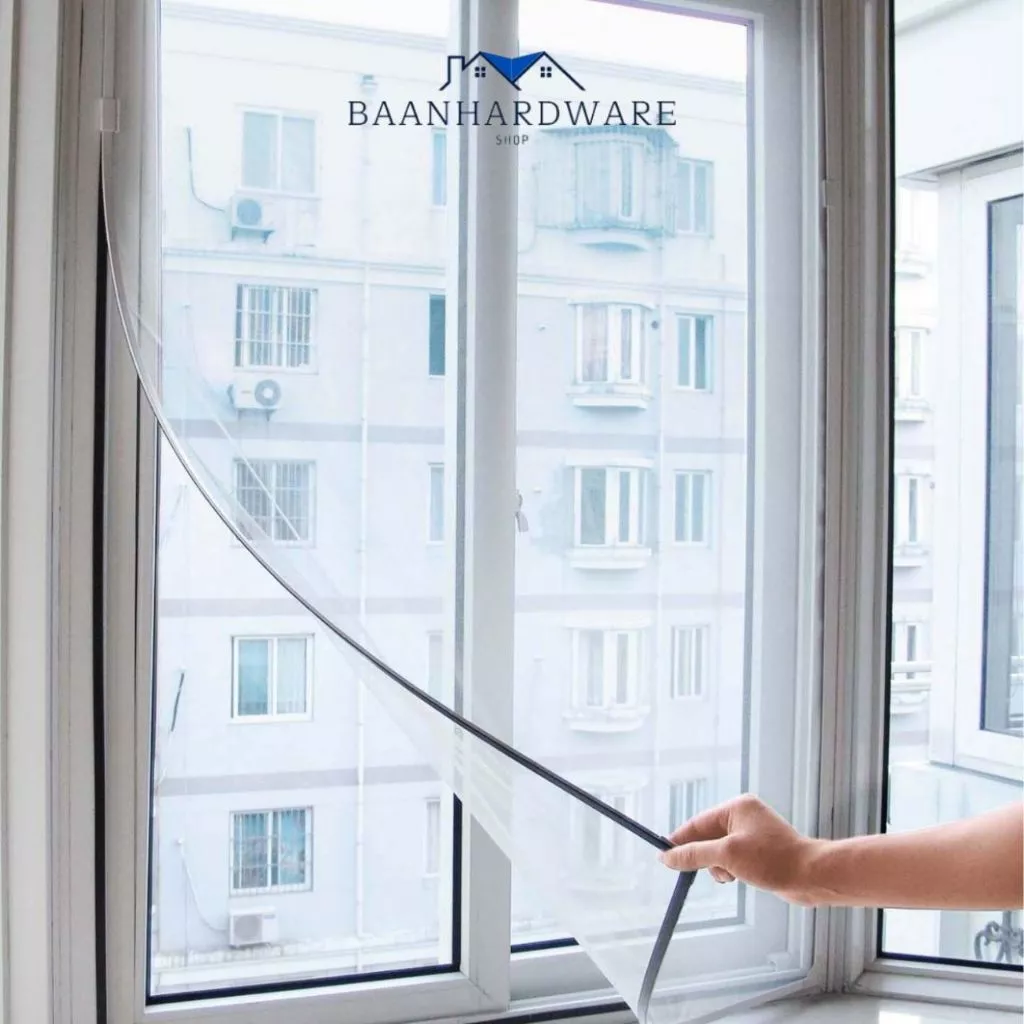 มุ้งกันยุง มุ้งตาข่ายป้องกันยุงและแมลง แถมตีนตุ๊กแก สำหรับติดหน้าต่าง ขนาด 130 x150 ซม. LG-E002