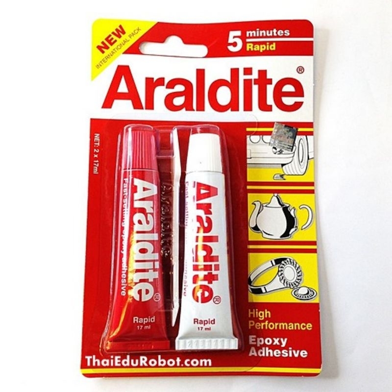 Araldite Rapid กาวอีพ็อกซี่เอนกประสงค์ แห้งเร็ว 5นาที กาวอาราไดร์ แดง-ขาว กาวอีพอกซ์ซี่แบบผสม (สีใส)(หลอดสีแดง)