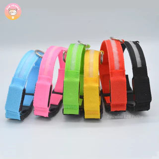 ปลอกคอสุนัข ปลอกคอไฟLED ผ้าไนล่อนกันน้ำกันฝนแถมถ่านฟรี C045