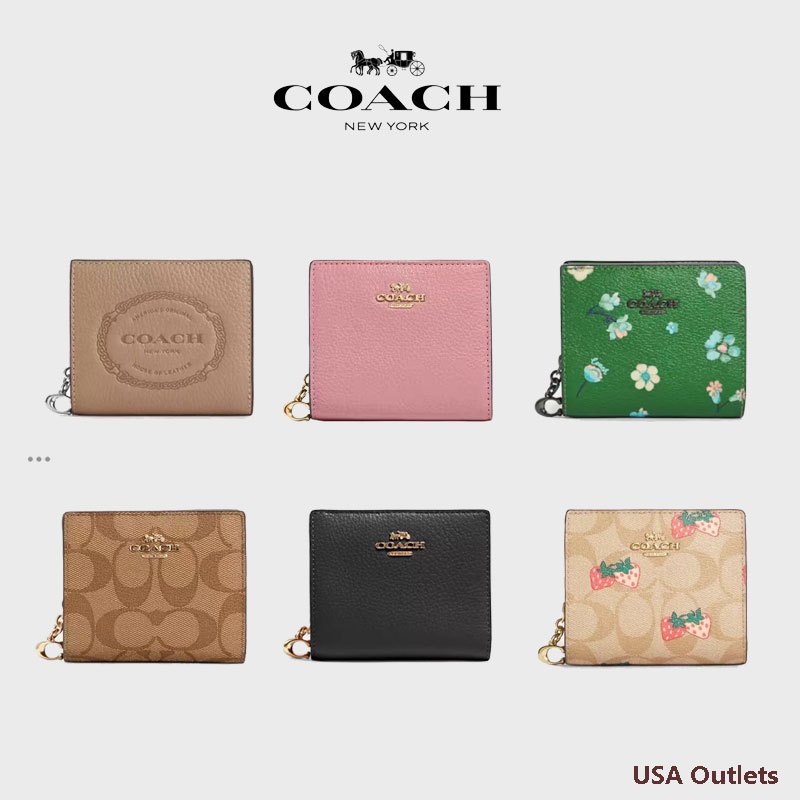 US Outlets  COACH กระเป๋าสตางค์ใบสั้น กระเป๋าสตางค์แบบสั้นสำหรับผู้หญิง- มีหลายสีให้เลือก