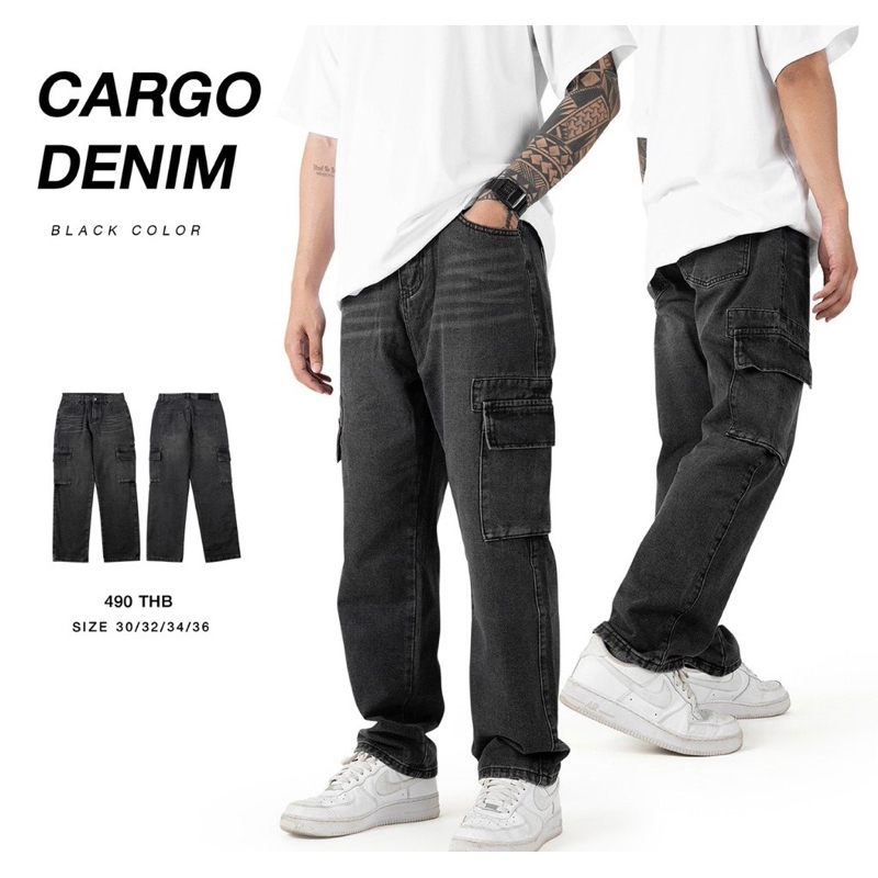 MAFEAR – กางเกงยีนส์คาร์โก้ รุ่น Cargo Denim (สีดำ)