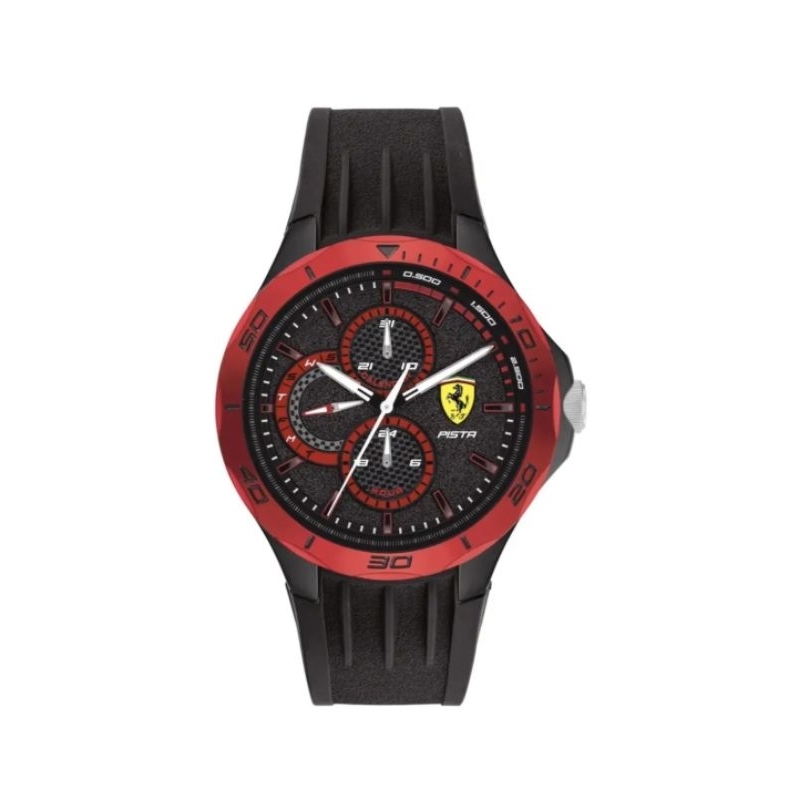 🔥 Scuderia Ferrari Pista Men's Chrono Aluminium Leather Silicone Strap Watch