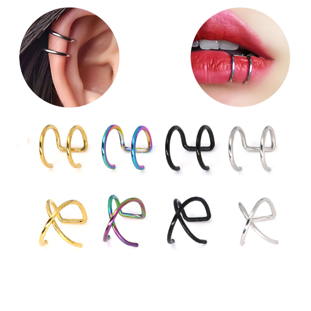 Ear clip จิวหูหนีบ จิวปาก จิวจมูก แบบไม่เจาะ จิวหูสแตนเลสแท้   JE022