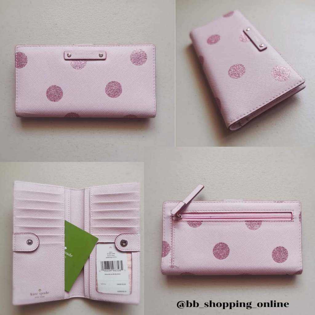 แท้ นำเข้าจาก USA : Kate spade Large Slim Bifold Wallet #กระเป๋าบัตร#กระเป๋าสตางค์สั้น​#wlru5418