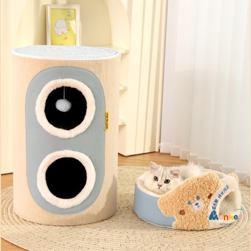 คอนโดแมวรุ่นหมีน้อย ถอดแยกชิ้นส่วนได้ บ้านแมว 2 ชั้น 40x40x85 cm MONKEY - รูปที่ 2