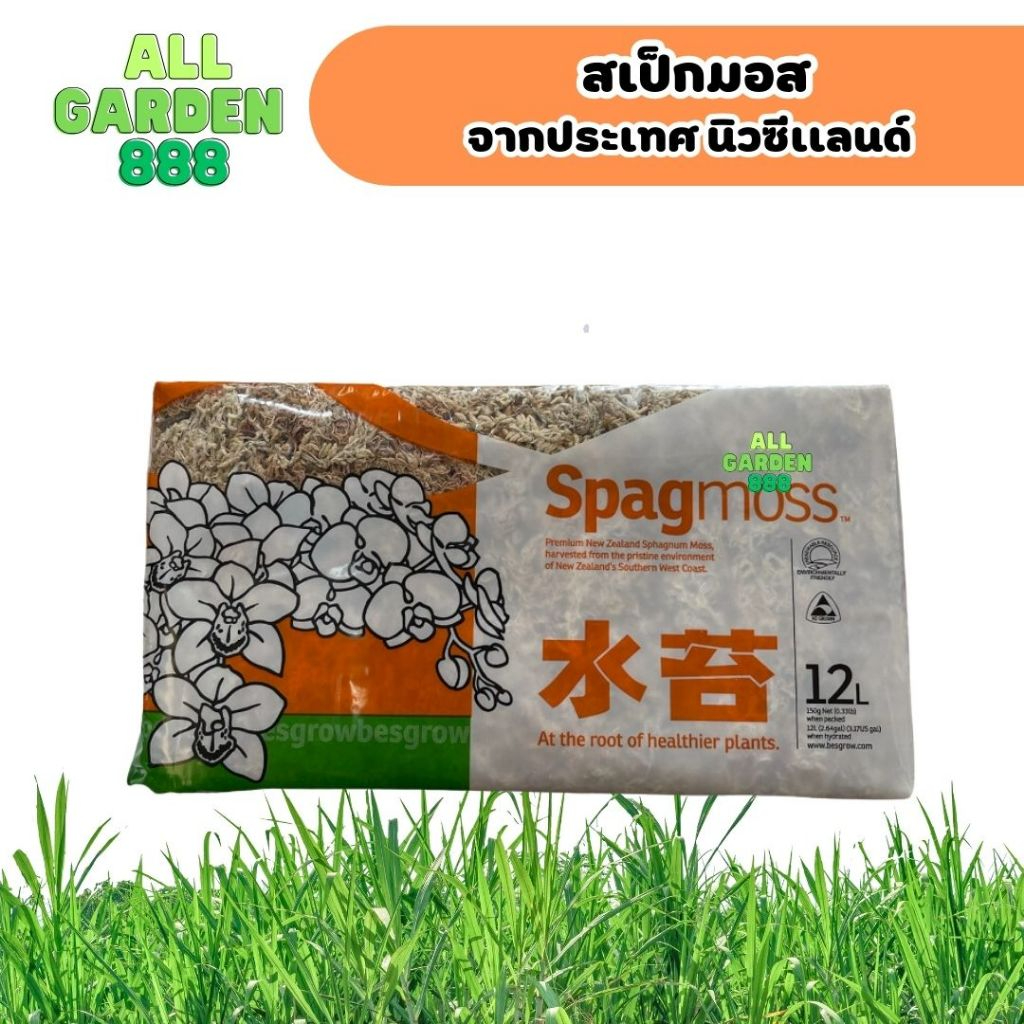 สเปกมอส สแฟกนั่มมอส แท้ 12ลิตร นำเข้าจาก นำเข้าจากนิวซีแลนด์ Besgrow spagmoss new zealand 12L