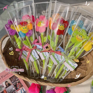 🇹🇭 ดอกไม้รับปริญญา ปัจฉิม 💐🫧 ช่อดอกไม้ตุ๊กตาห่อซองใสพิมพ์ลายผูกโบว์ 💌🌷By Newkwan Studio