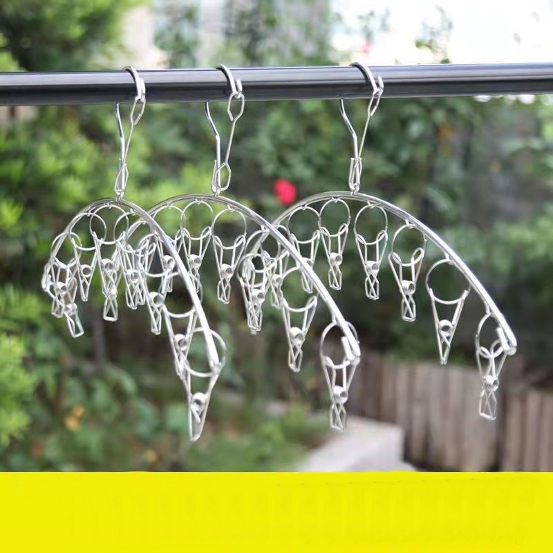 Mi ไม้แขวนพวงหนีบ ผ้าสแตนเลส อเนกประสงค์  ที่หนีบผ้า  8 ตัว ราคา 1อัน Hanger - รูปที่ 3