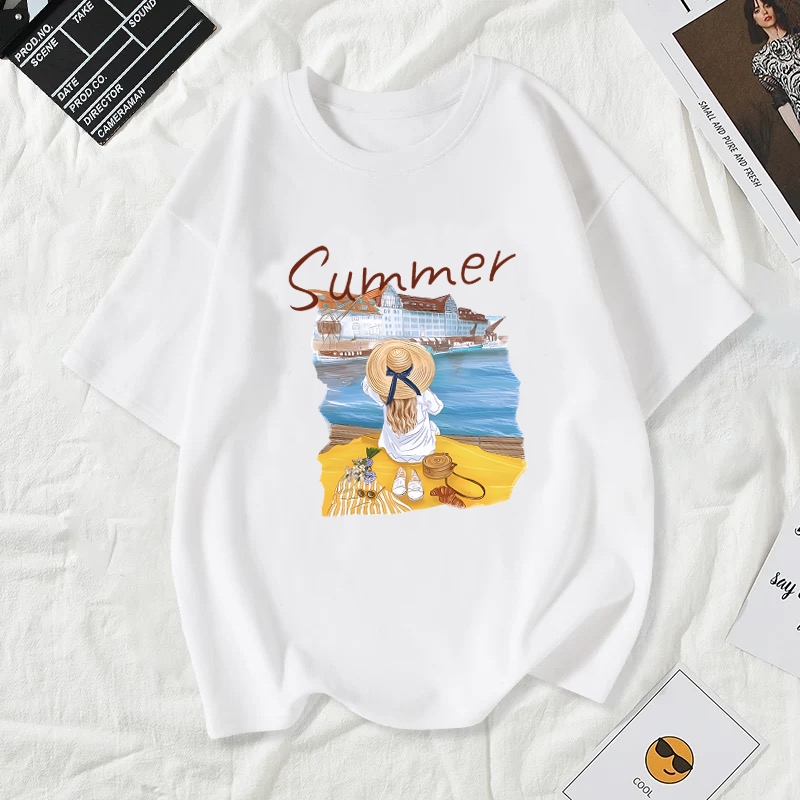 Cosco เสื้อยืดผู้หญิงสาวลายการ์ตูนน่ารัก#A129