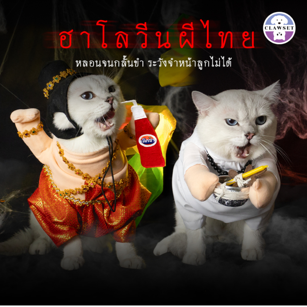 ชุดกุมารทอง หมอผี ชุดผีไทย ฮาโลวีนสัตว์เลี้ยง คอสตูมสัตว์เลี้ยง| CLAWSET.BKK