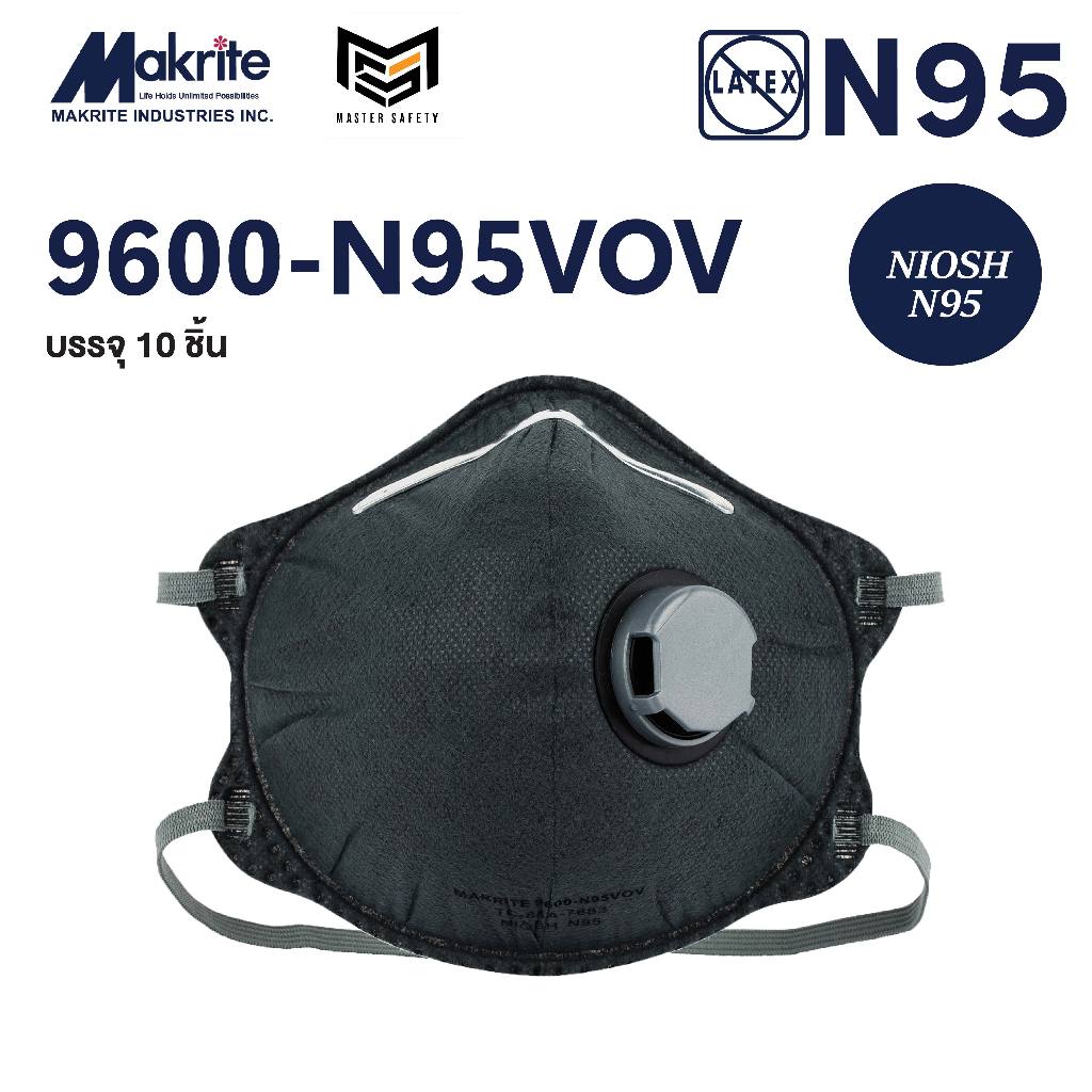 หน้ากากอนามัย Makrite รุ่น 9600-N95VOV หน้ากากเอ็น 95 ป้องกันกันฝุ่นและมลภาวะทางอากาศ 1 กล่อง 10 ชิ้น
