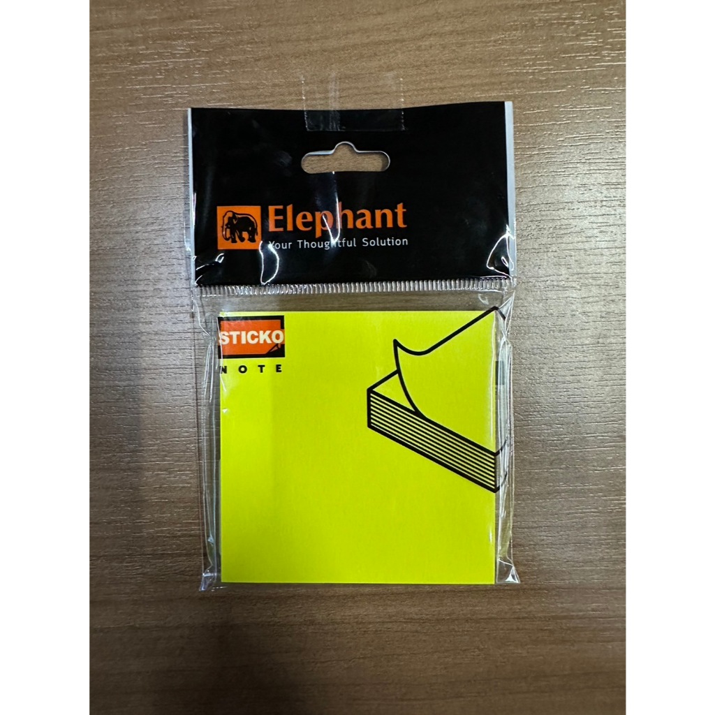 Elephant กระดาษโน๊ต กระดาษโน๊ตกาวในตัว สีเหลืองนีออน 3x3 80 แผ่น