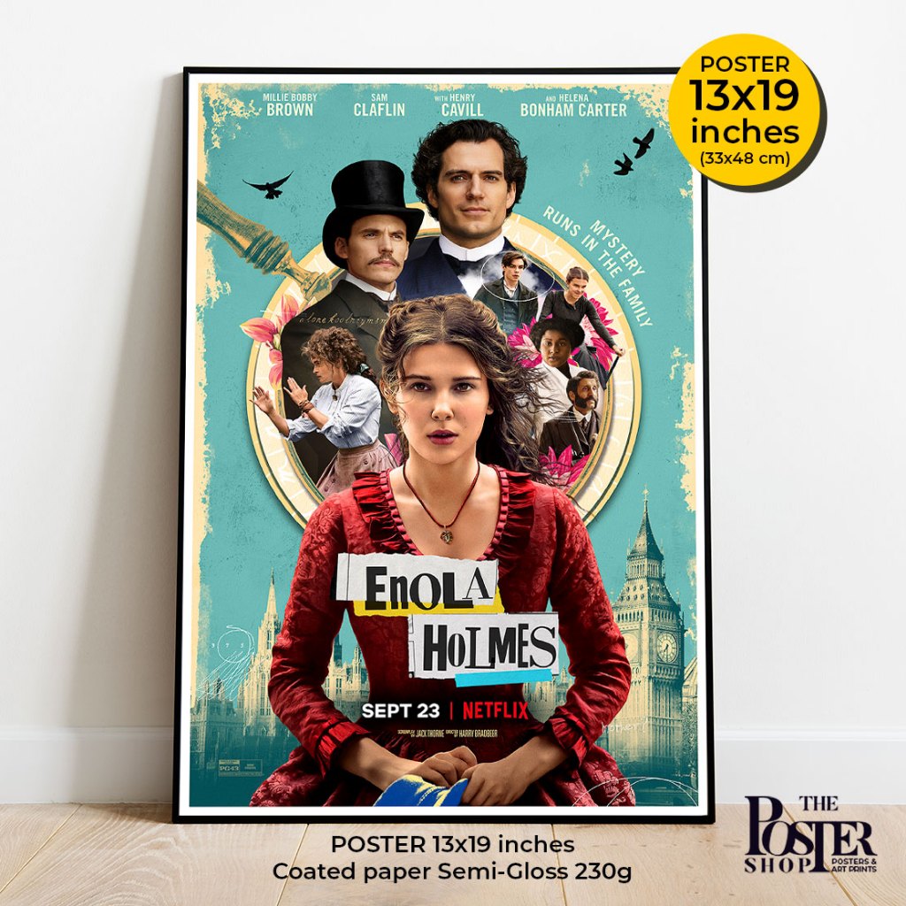 Enola Holmes Poster : Millie Bobby Brown, Henry Cavill, Louis Partridge ภาพขนาด 13x19 นิ้ว