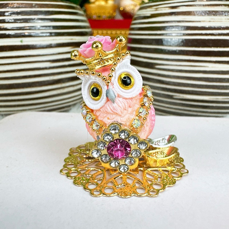 นกฮูกพระแม่ลักษมี รุ่นจิ๋วแต่แจ๋ว สีฟ้าชมพู🩷🩵