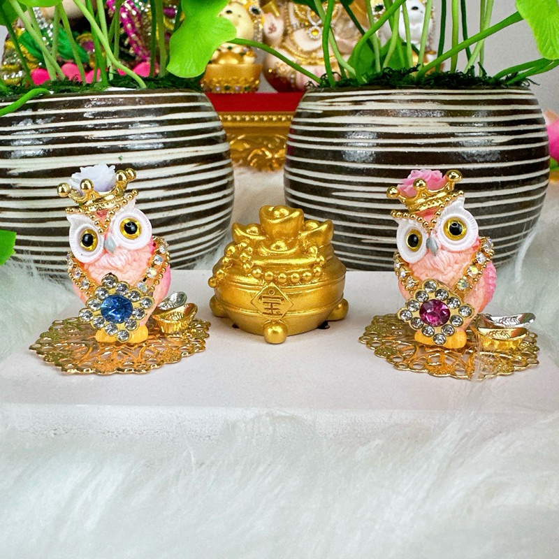 นกฮูกพระแม่ลักษมี รุ่นจิ๋วแต่แจ๋ว สีฟ้าชมพู🩷🩵 - รูปที่ 6