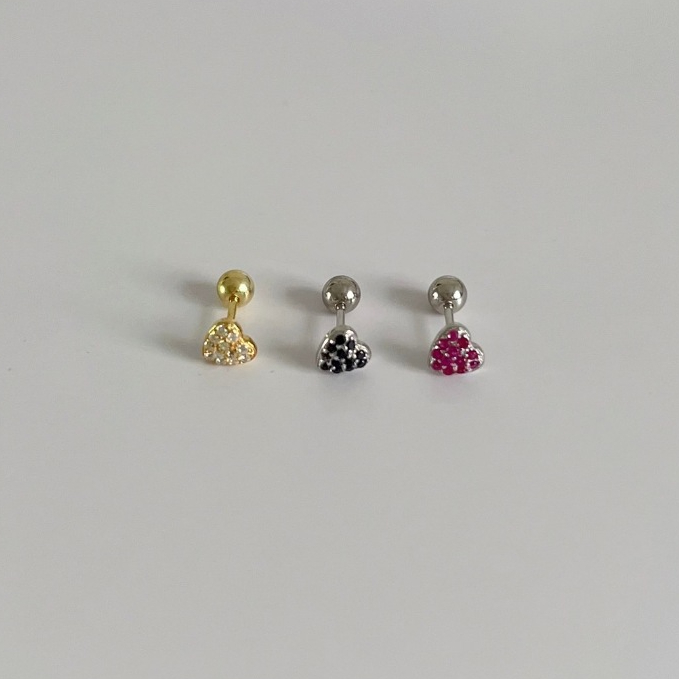 262-littlegirl gifts- Diamond heart Colourful Piercing s925 (ราคาต่อชิ้น)