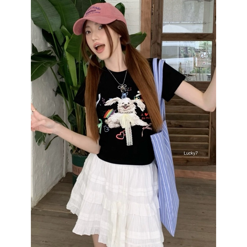 BY IRA(Q240/Q378) Betty top เสื้อยืดแขนสั้น ประดับโบว์ สามมิติ แฟชั่นฤดูร้อน สําหรับผู้หญิงะ