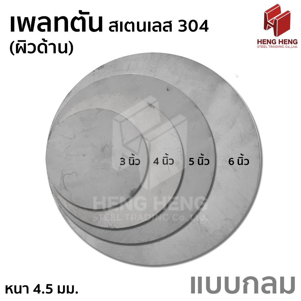 [1 อัน] เพลทตันกลม ผิวด้าน สเตนเลส 304