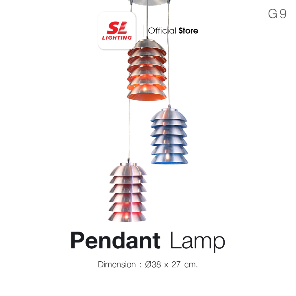 ลดสูงสุด70% SL LIGHTING | Pendant Lamp โคมไฟห้อยเดี่ยว รุ่น SL-2-847/3OR+RD+BL ขั้วG9