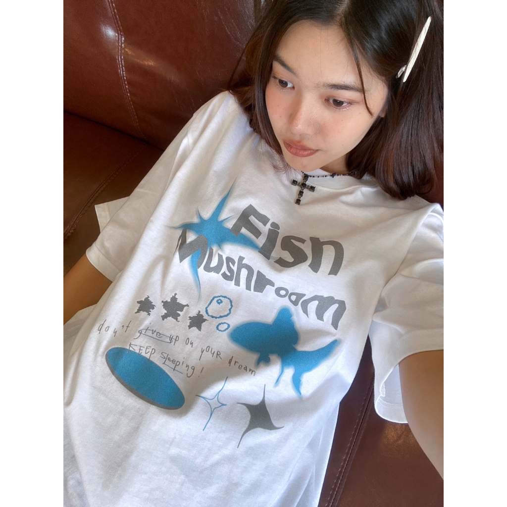 FMR ★ don't give up on your dream เสื้อยืด Oversize สีขาว unisex