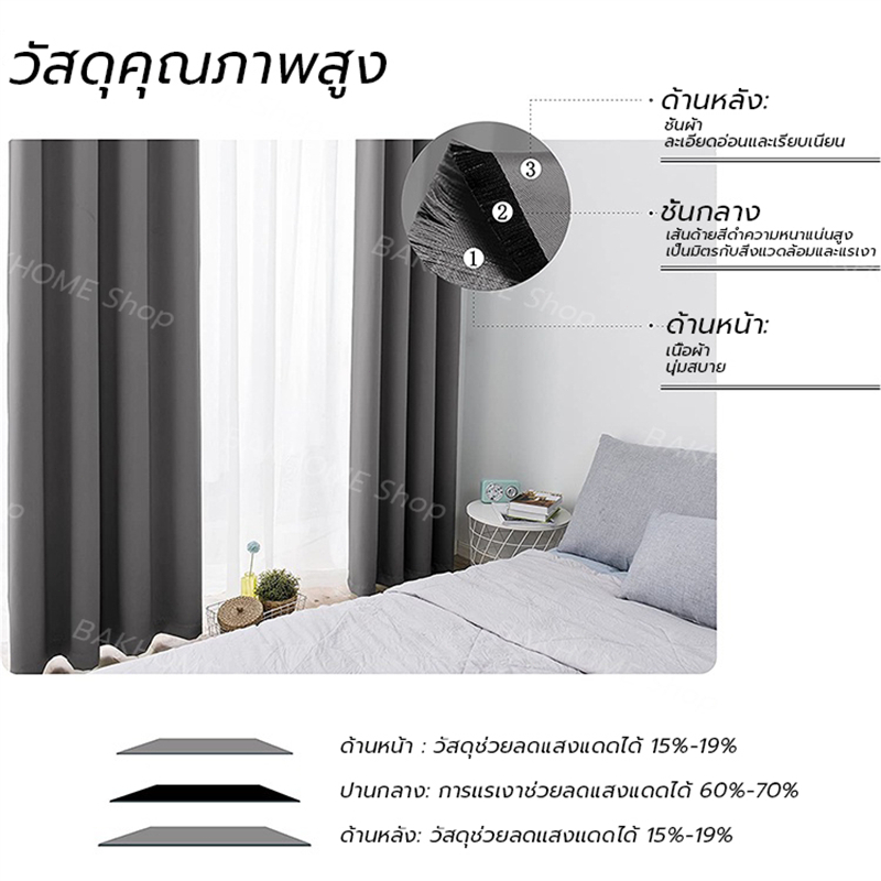 แนะนำ ผ้าม่าน ผ้าม่านหน้าต่างกันแสงUV ผ้าม่านตาไก่ กันแสง99% ขนาดใหญ่ 275x215cm 275x255cm เหมาะสำหรับห้องนอนและห้องนั่งเล่น ราคาพิเศษ มีเก็บเงินปลายทาง