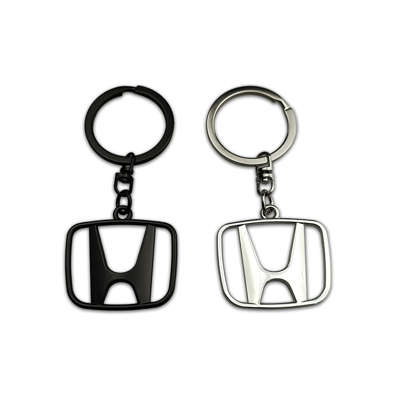 พวงกุญแจโลหะสำหรับรถยนต์ฮอนด้าดำสีเงิน Honda Logo Metal Keychain