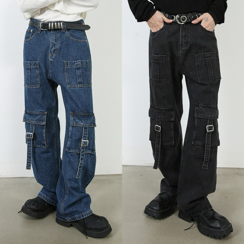 JENDER JEANS กางเกงยีนส์เอวสูงทรงกระบอกกลาง