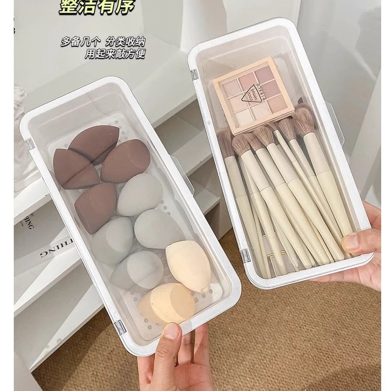 กล่องเก็บของ แปรงแต่งหน้า กล่องเก็บอุปกรณ์แต่งหน้า กล่องเก็บของสไตล์มินิมอล มีฝาปิด
