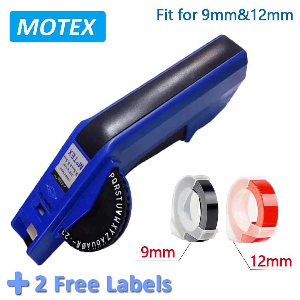 Motex E-5500 manual labeling machine for 9mm and 12mm DYMO 3D embossed PVC plastic label tapes