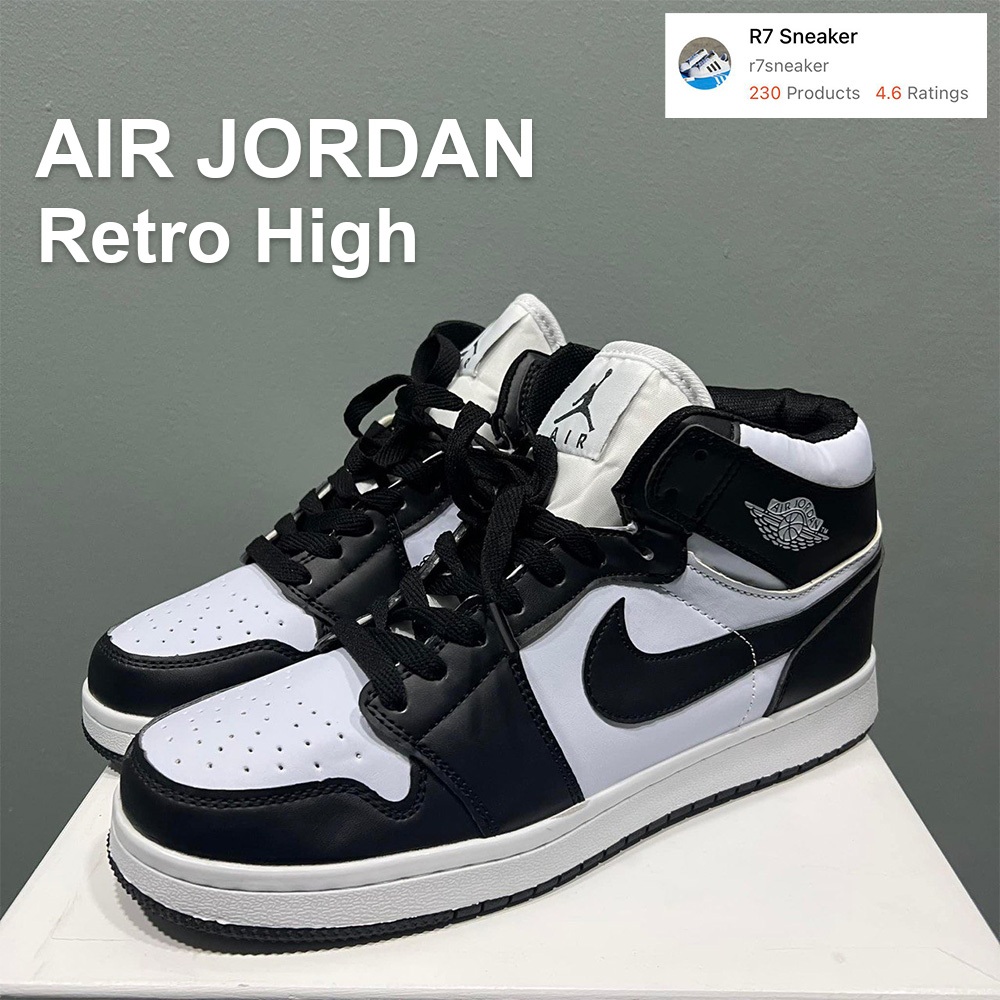 รองเท้าผ้าใบ Retro Jodan High Black/White มีกล่อง พร้อมส่ง ใส่ได้ผู้ชายผู้หญิง