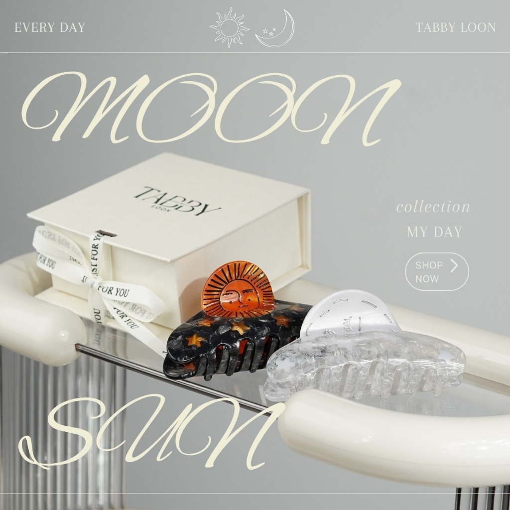 Tabby Loon My Day(พระอาทิตย์ ดวงจันทร์) Hair Claw Collection กิ๊บติดผมSun-moon พร้อมกล่อง