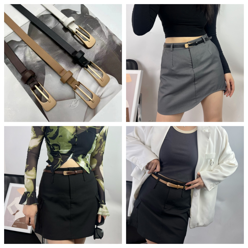 พร้อมส่ง‼️เข็มขัดสไตล์เรียบง่าย เส้นเล็ก กระทัดรัด แฟชั่นสำหรับผู้หญิง เข็มขัดหนังPU（P34-P84）