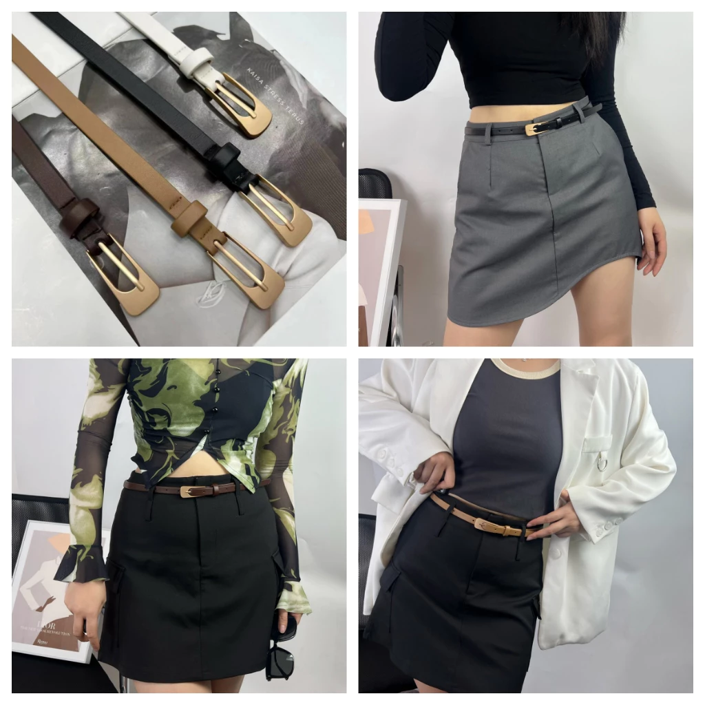 พร้อมส่ง‼️เข็มขัดสไตล์เรียบง่าย เส้นเล็ก กระทัดรัด แฟชั่นสำหรับผู้หญิง เข็มขัดหนังPU（P34-P84）