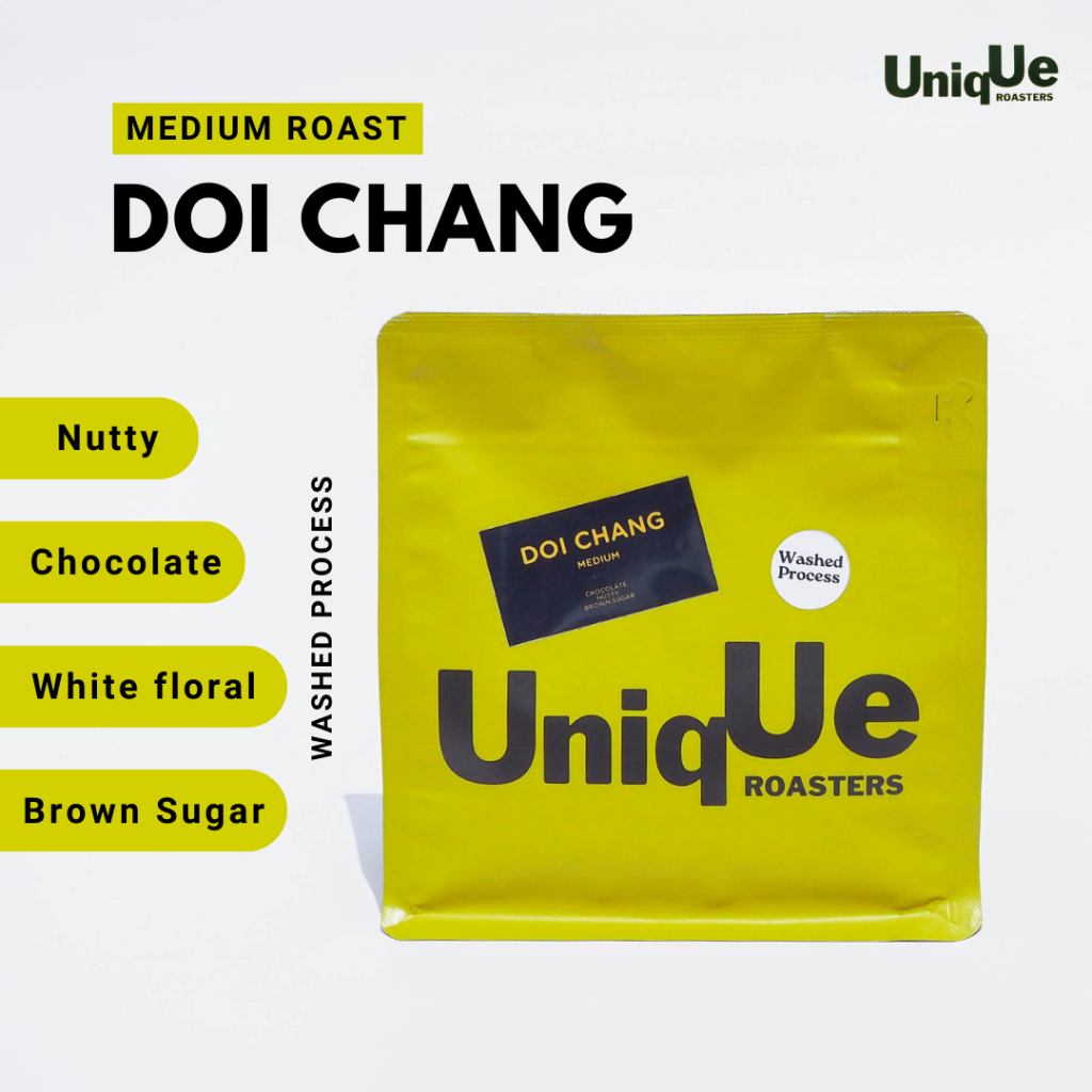 เมล็ดกาแฟดอยช้าง คั่วกลาง Doi Chang Medium Roast จ.เชียงราย เมล็ดกาเเฟไทย เกรดพรีเมี่ยม (Washed Process)