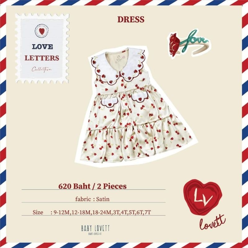 Used Baby Lovett Satin Dress (Love Letters Collection) ครบเซต Size 12-18 เดือน พร้อมส่ง