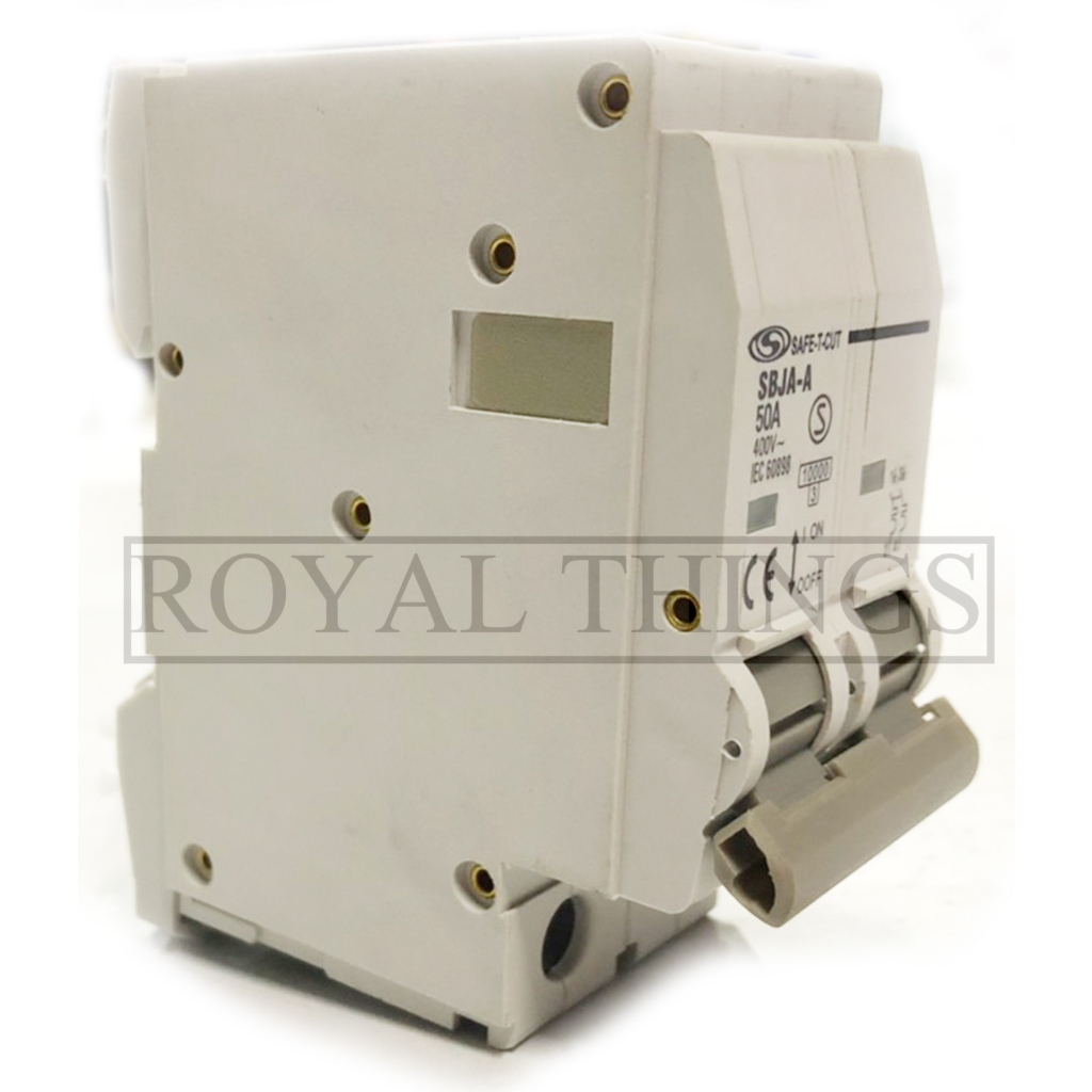 Safe-t-cut ( STC GOLD ) เซฟทีคัท เมนเบรกเกอร์ ทรง US แบบกดล็อก เบรกเกอร์ main 2P 16A, 50A, 63A สีขาว