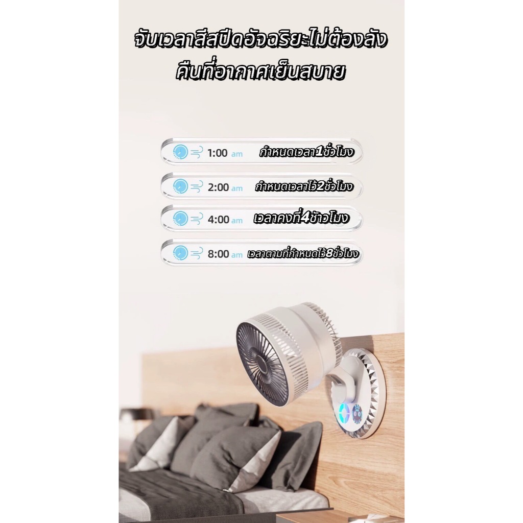 พัดลมเอนกประสงค์คุณภาพสูง พัดลมตั้งโต๊ะ พ้ดลมติดพนัง ขนาด8นิ้วสามารถปรับระดับได้ถึง3ระดับแรงทนทานพร้อมส่ง - รูปที่ 7